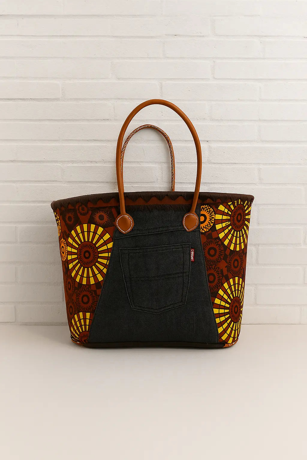Panier Wax Denim – Tressage coloré & poche jean Le Grenier de la Presqu'ile