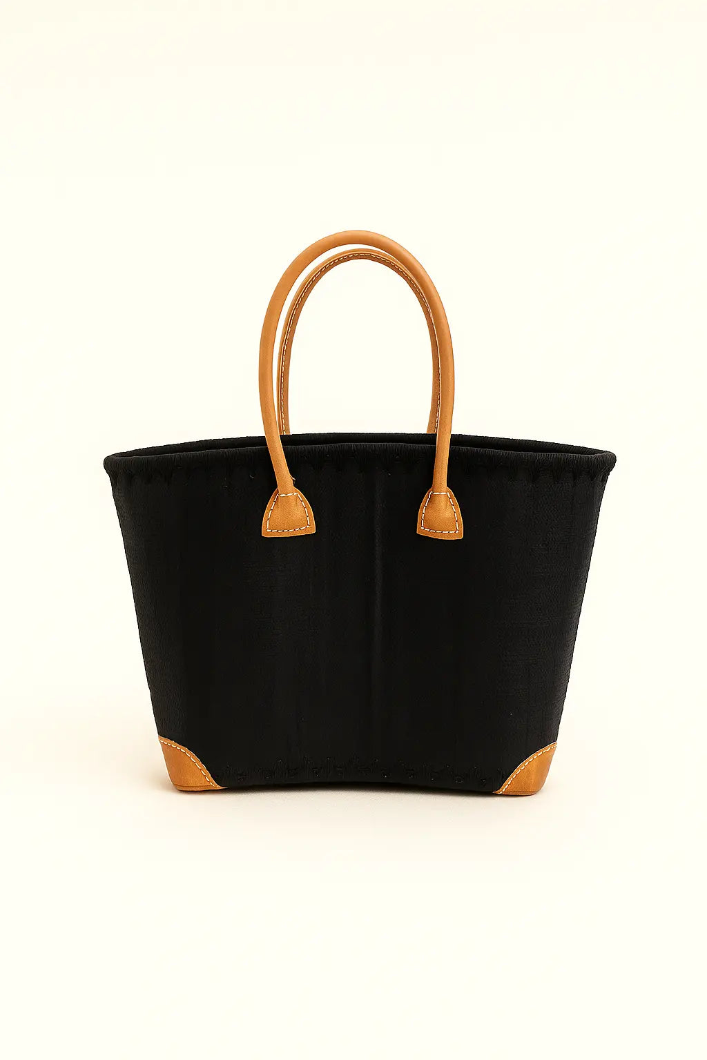 Panier Élégance 2 Poches – Finition cuir & tressage bicolore Le Grenier de la Presqu'ile