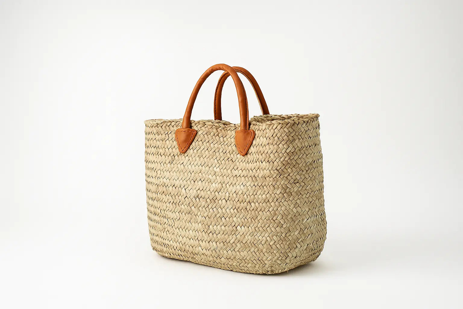 Panier doum poignée ronde cuir Le Grenier de la Presqu'ile