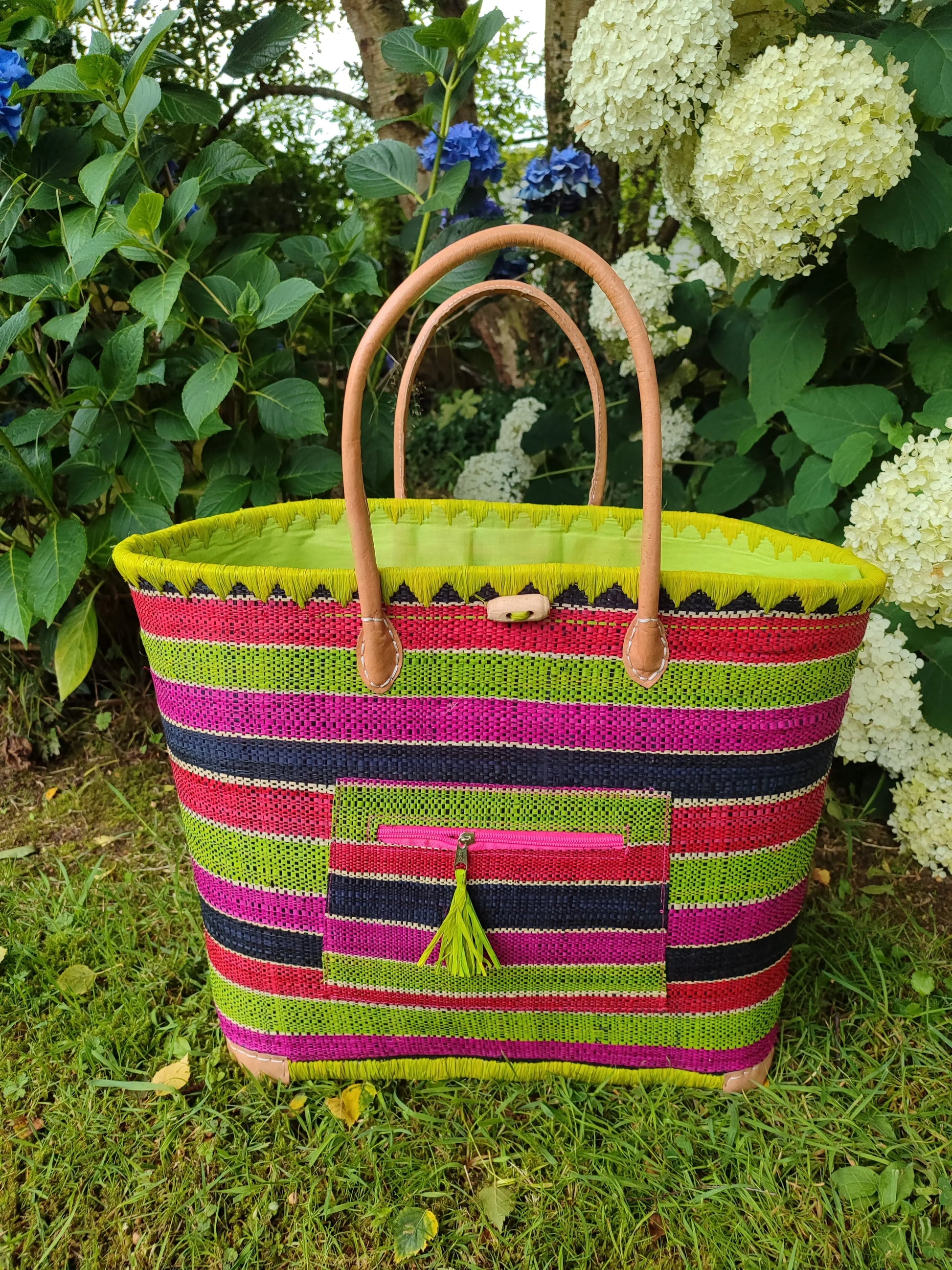 Panier Playa Tropical – Grand Panier Tressé & Finitions Cuir Le Grenier de la Presqu'ile