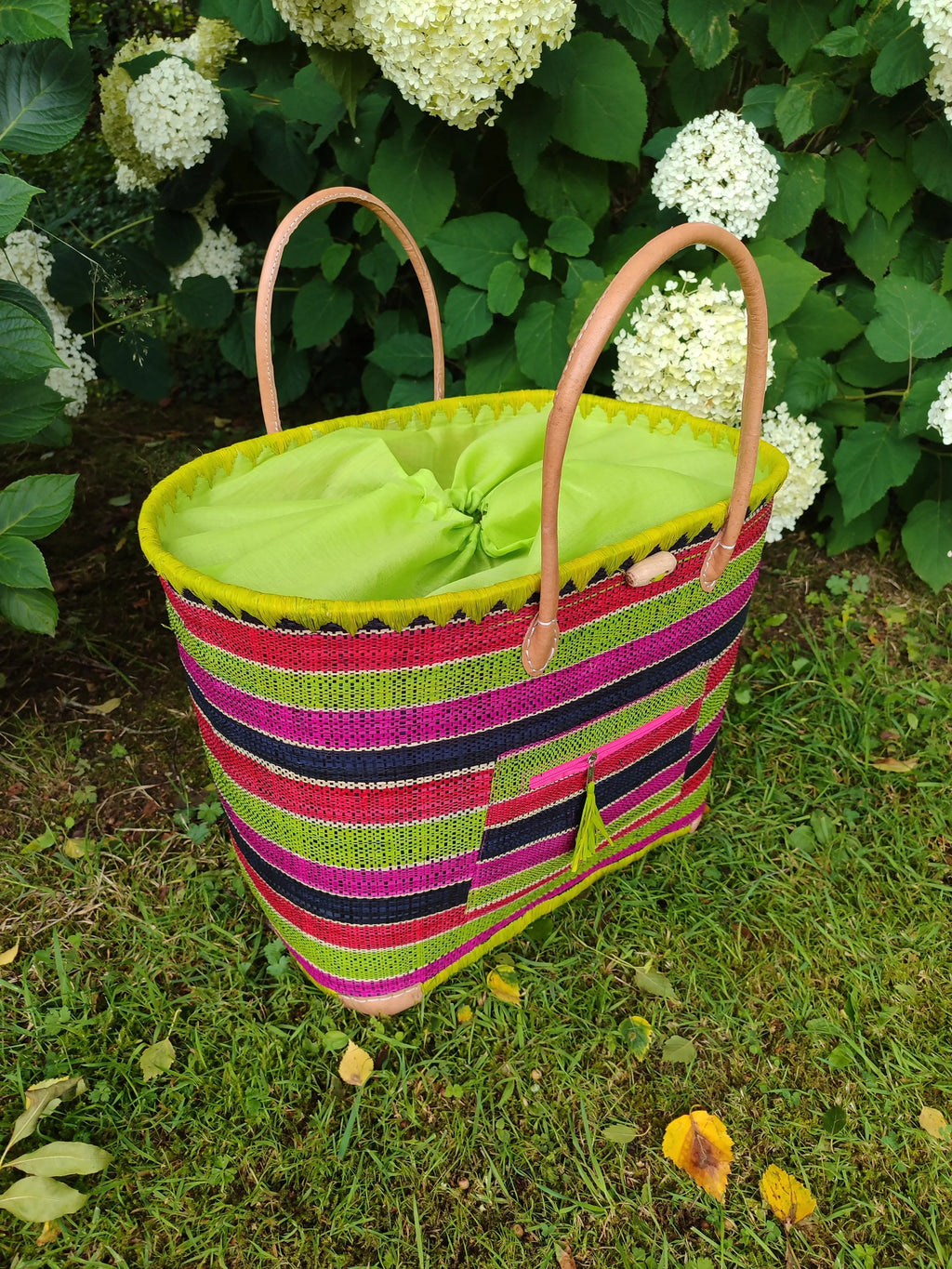 Panier Playa Tropical – Grand Panier Tressé & Finitions Cuir Le Grenier de la Presqu'ile
