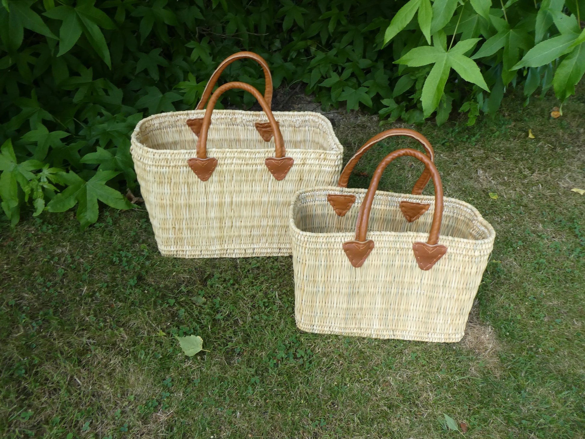 Panier jonc poignée ronde cuir Le Grenier de la Presqu'ile