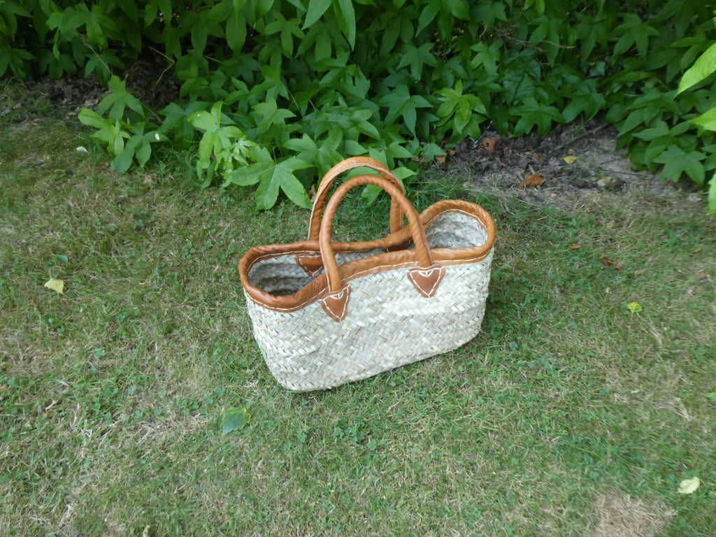 Panier doum bordé cuir – Poignées rondes (3 tailles) Ma boutique
