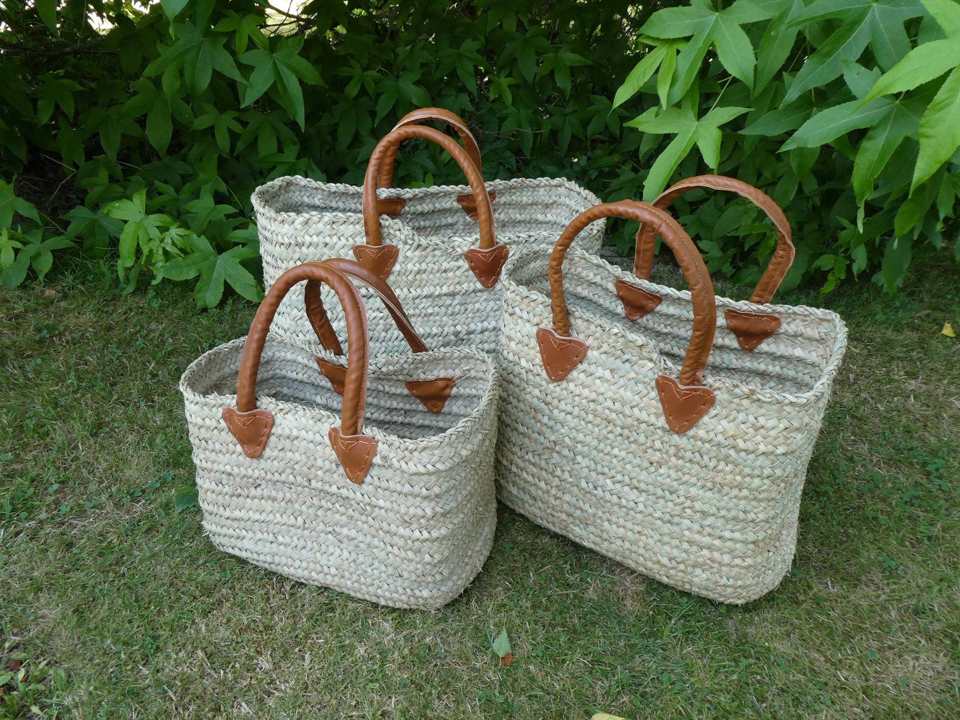 Panier doum poignée ronde cuir Le Grenier de la Presqu'ile