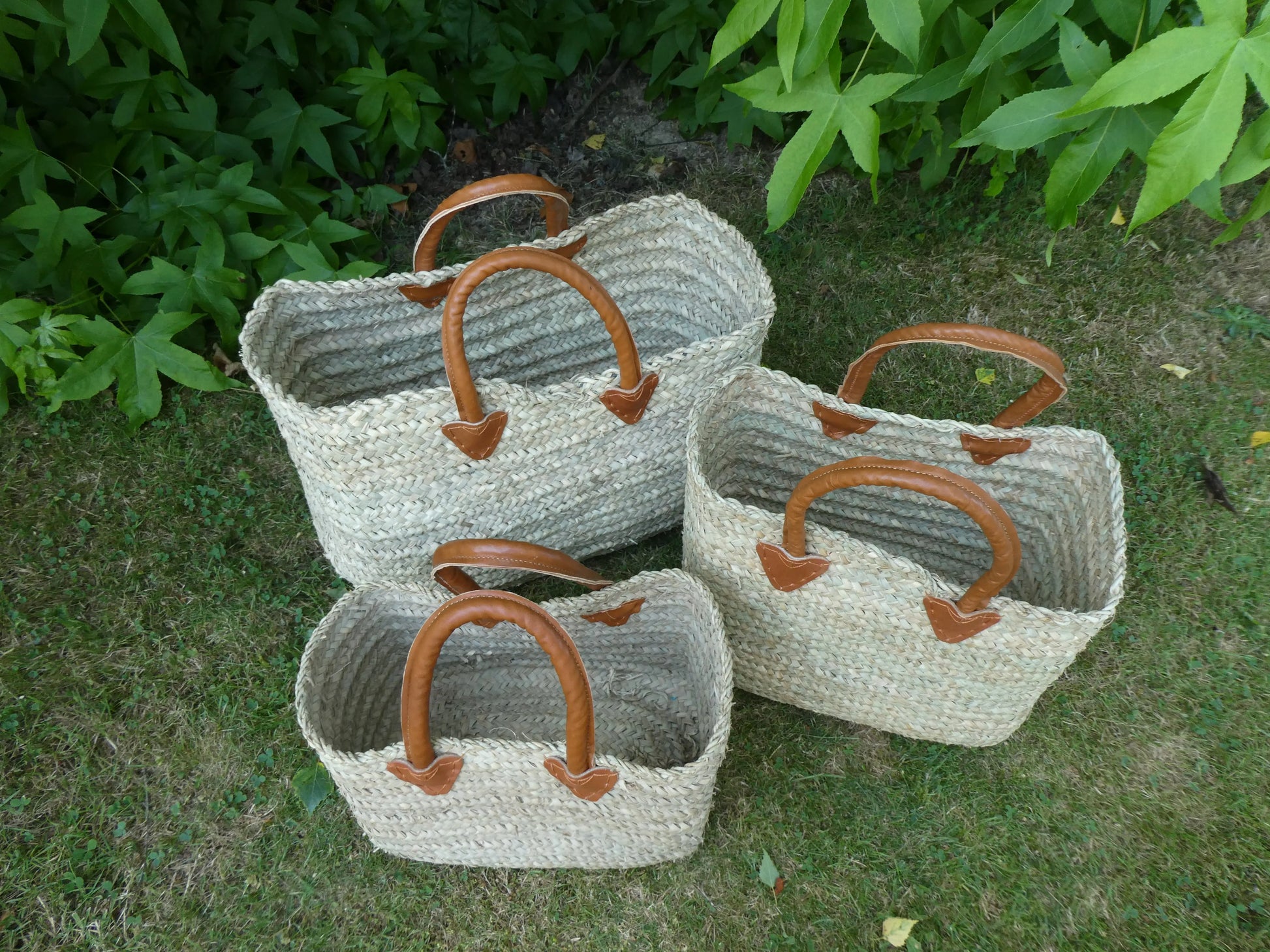 Panier doum poignée ronde cuir Le Grenier de la Presqu'ile
