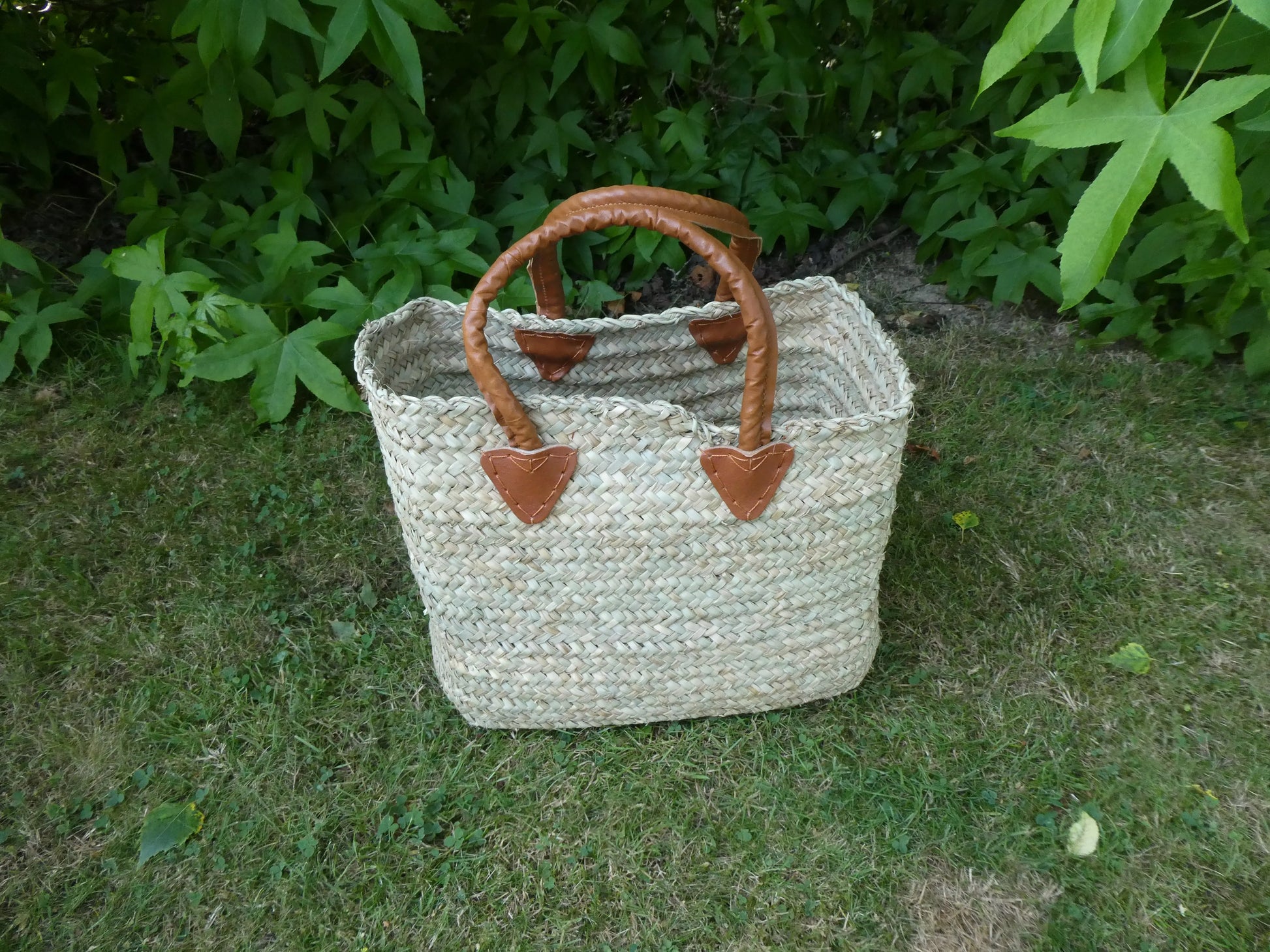 Panier doum poignée ronde cuir Le Grenier de la Presqu'ile