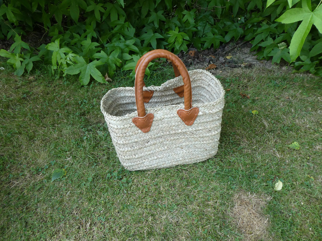 Panier doum poignée ronde cuir Le Grenier de la Presqu'ile