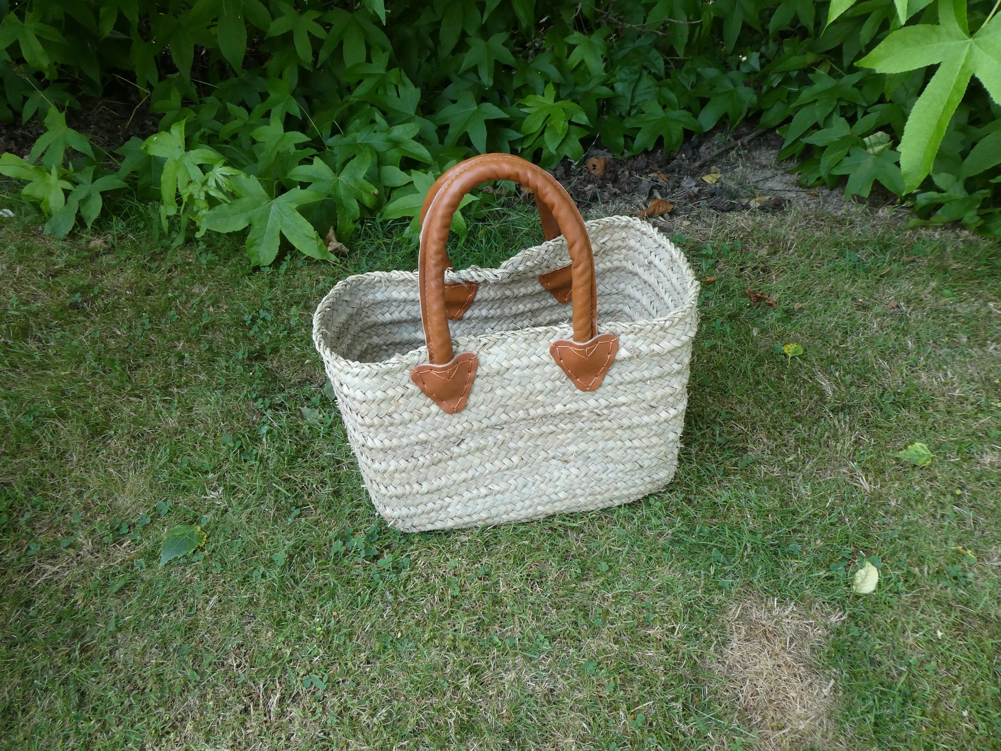Panier doum poignée ronde cuir Le Grenier de la Presqu'ile