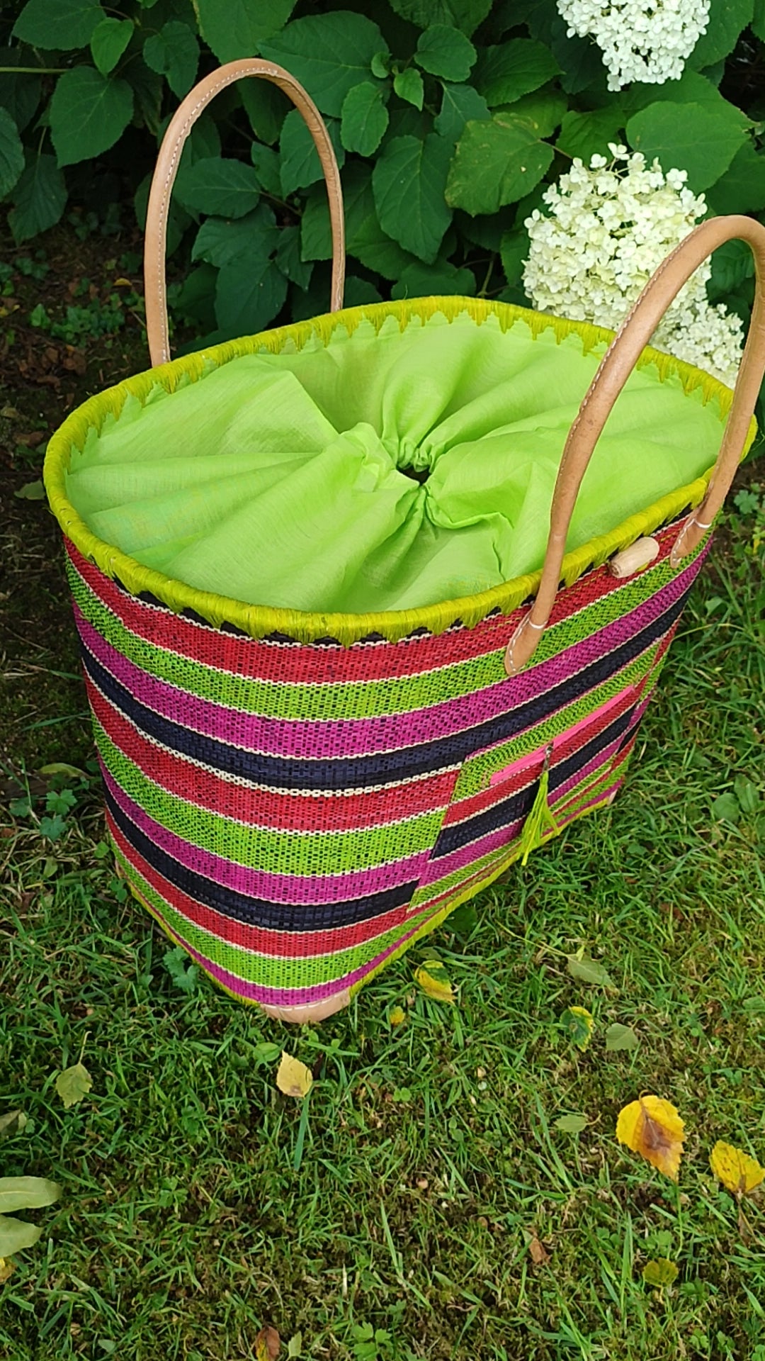 Panier Playa Tropical – Grand Panier Tressé & Finitions Cuir
